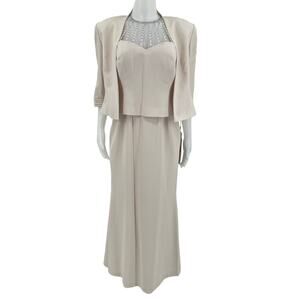 Daymor Couture Petite Bone Wedding Bridesmaid Gown Studded Chest 10 NWT